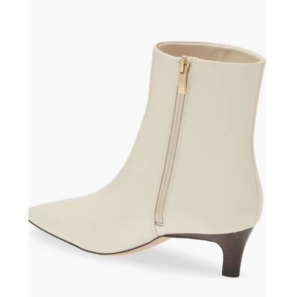 Nordstrom Arazio Kitten Heel Boots 7 White Cream NWOT Ankle Booties Glam Zip - Picture 3 of 9